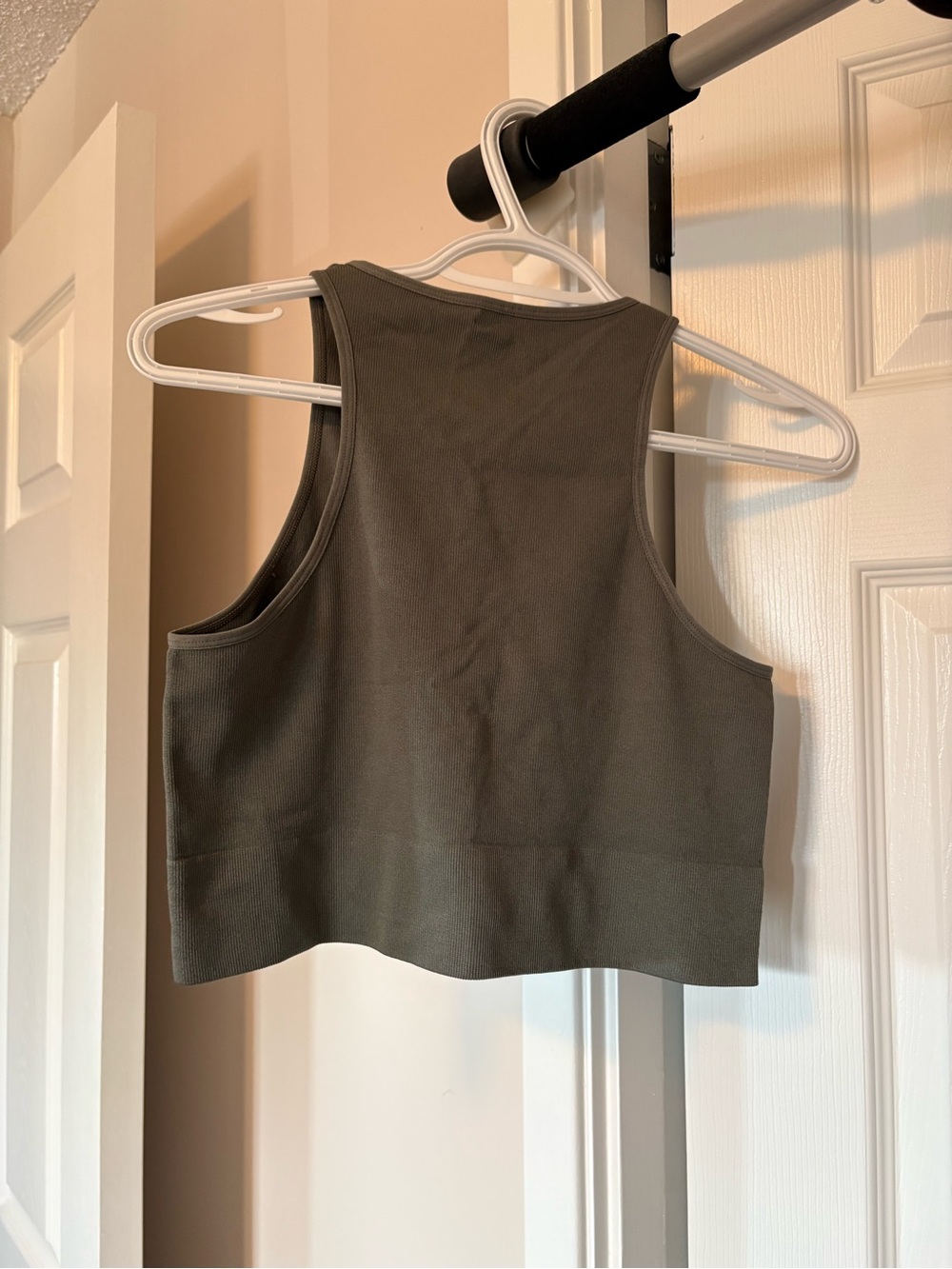 Dynamite Olive Ribbed High-Neck Cropped Tank - Picture 2 of 3
